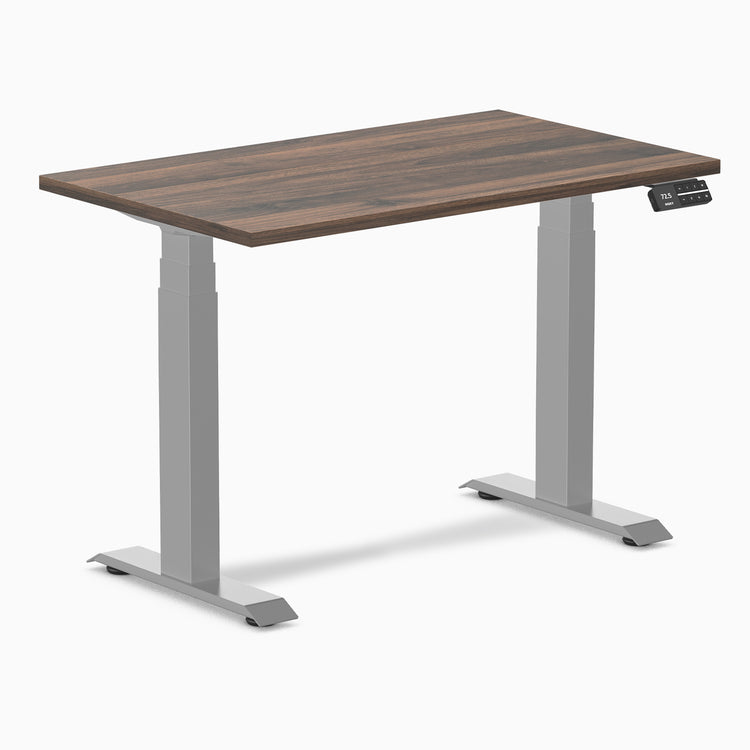 1000mm desky dual mini desk in jarrah top and grey legs