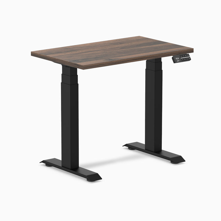 800mm desky dual mini desk in jarrah top and black legs