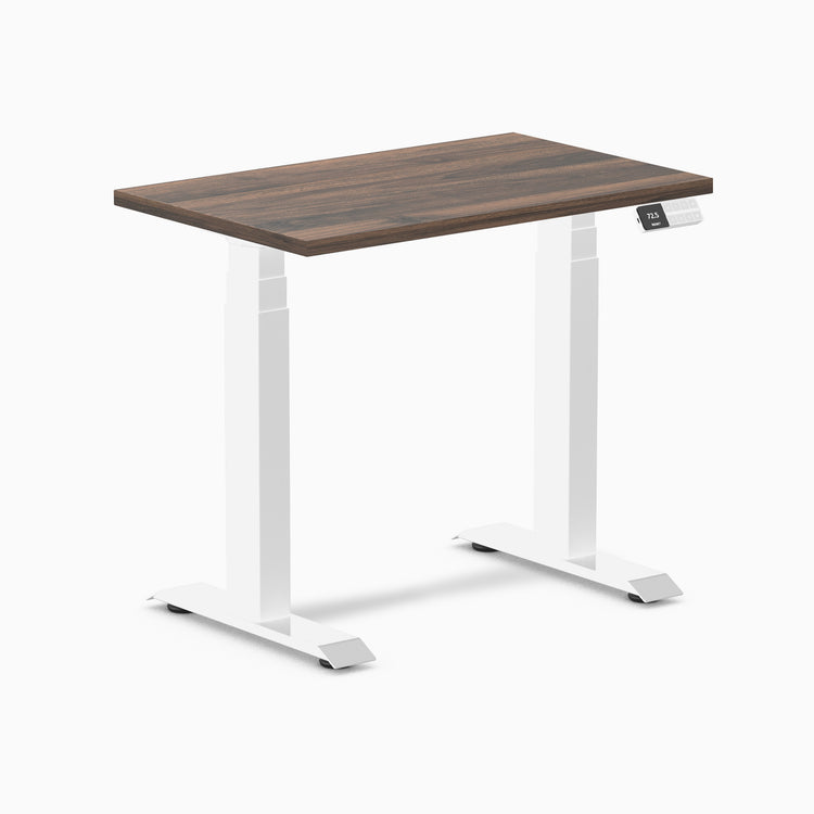 800mm desky dual mini desk in jarrah top and white legs