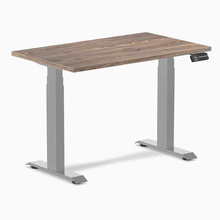 1000mm desky dual mini desk in natural walnut top and grey legs