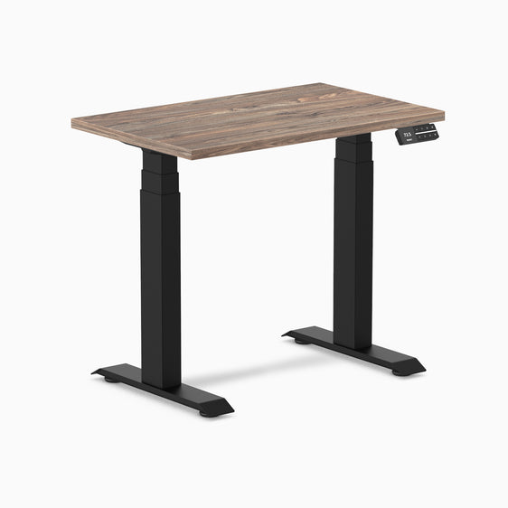 dual mini sit stand desk - natural walnut desktop - Desky