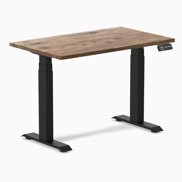 Desky dual mini hardwood natural walnut 1000mm in black