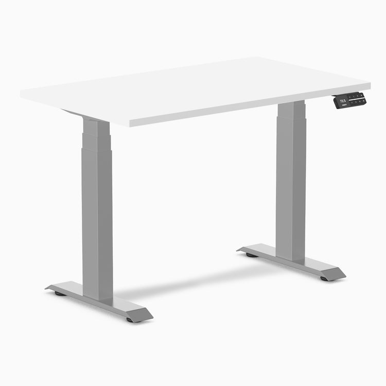 1000mm desky dual mini desk in white top and grey legs