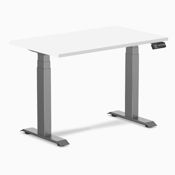 Desky Dual Mini Sit Stand Desk - white 1000mm space grey frame