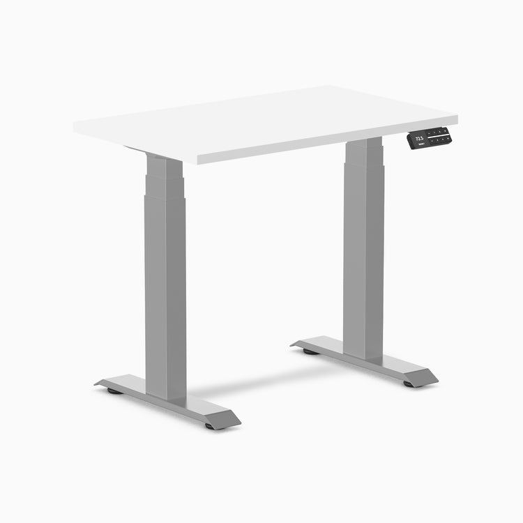 800mm desky dual mini desk in white top and grey legs