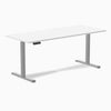 1800mm single sit stand desk in white and grey legs