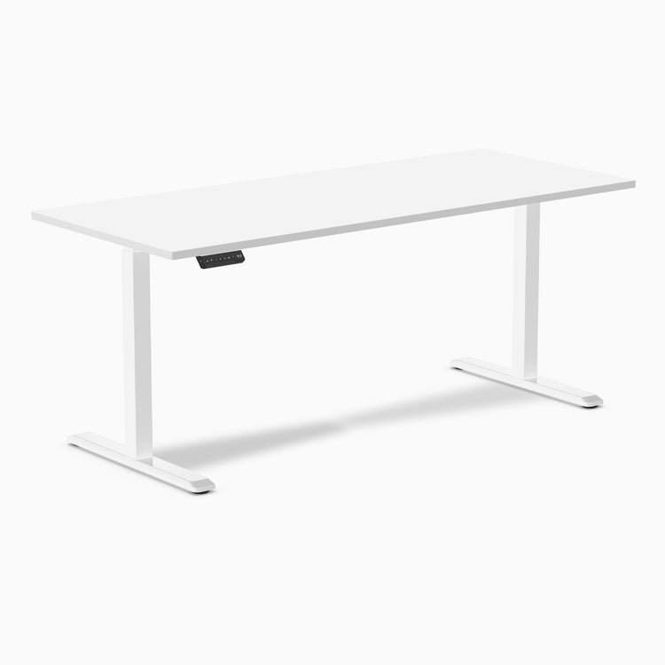 1800mm single sit stand desk in white and white legs